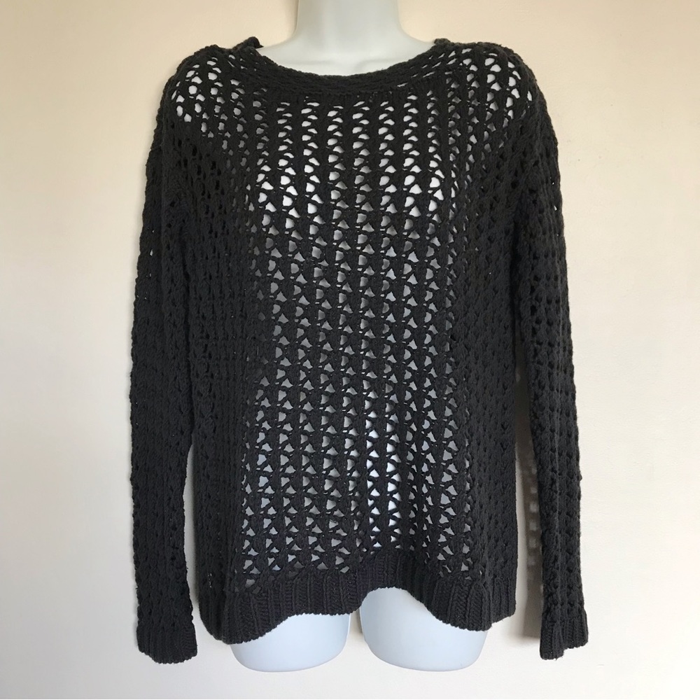 Sigrid Olsen Studio Black Open Knit Sweater Size XS